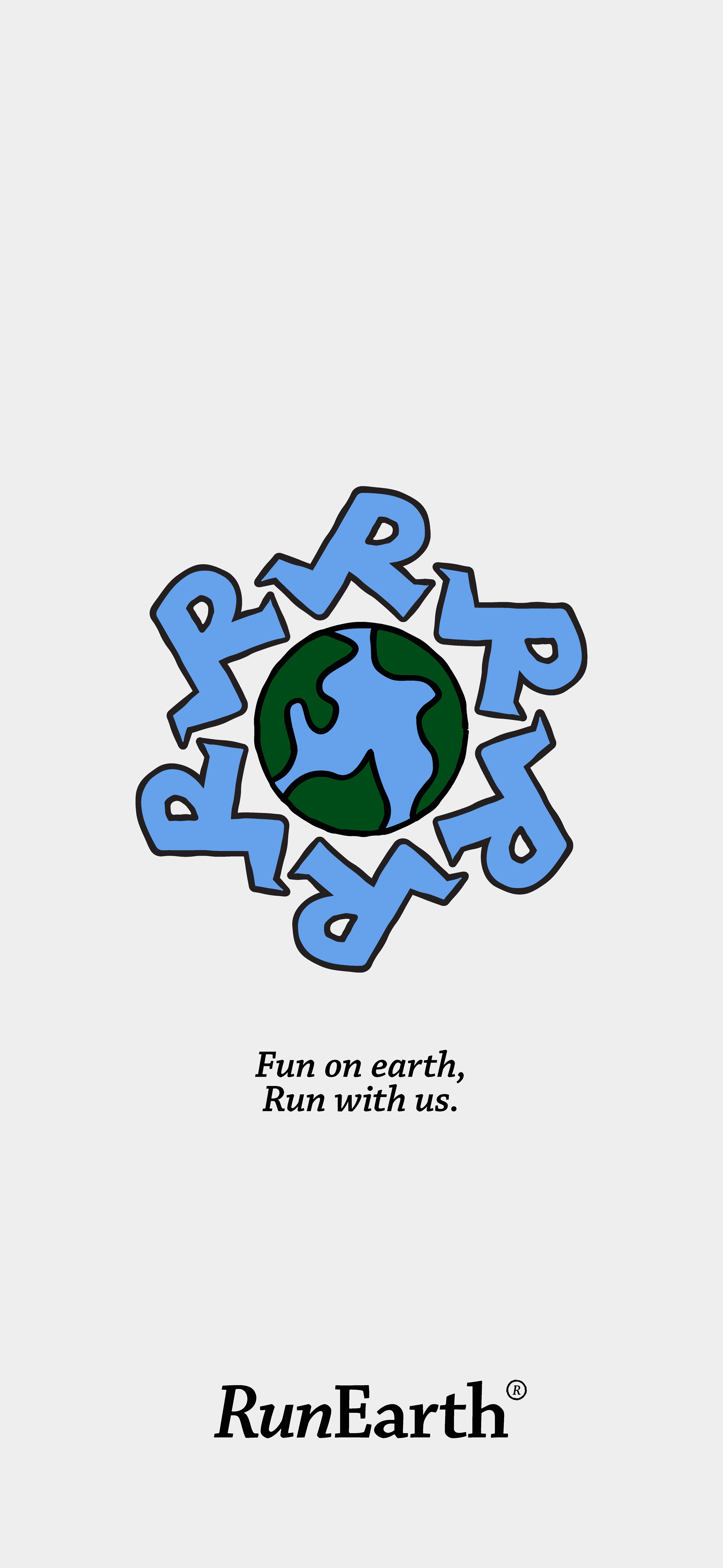 RunEarth 앱 스플래시 화면 — Fun on earth, Run with us.